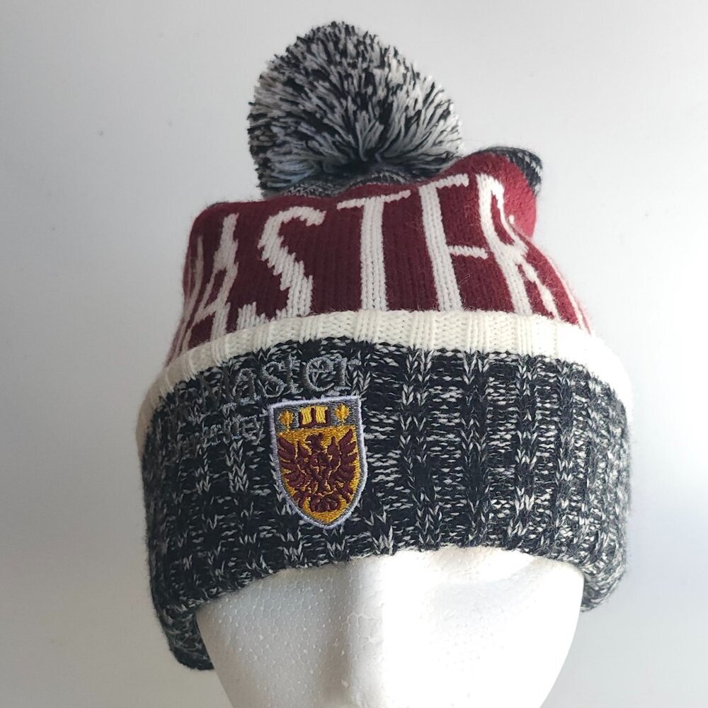 McMaster University Toque Knit Slouchy Beanie Winter Hat Pom Pom Toque